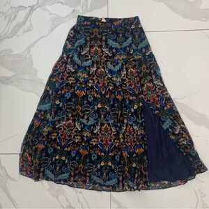 Sezane Tammie Skirt Women 34 / US 2 Midi Multi Flare Open Front Lined NWOT